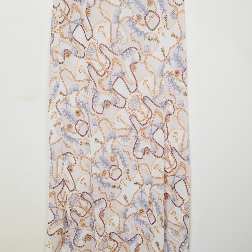 Bananhot Khloe Dress XS S NWT Blue Shell Chain Open Back Halter Maxi - Picture 5 of 12